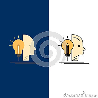 User, Mind, Making, Programming Icons. Flat and Line Filled Icon Set Vector Blue Background Vector Illustration