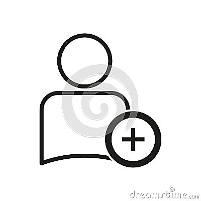 User profile with plus line icon. Customer, follow symbol. Add new friend. Vector illustration. Eps 10. Vector Illustration