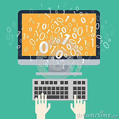 User programming coding binary code Vector Illustration