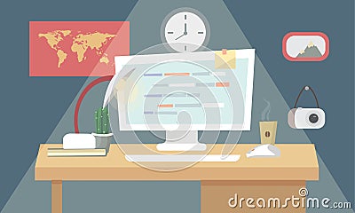 User programming coding in flat design stylish. Vector illustration. Eps 10. Vector Illustration