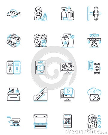 User reality linear icons set. Perception, Experience, Interaction, Empathy, Understanding, Sensory, Immersion line Vector Illustration