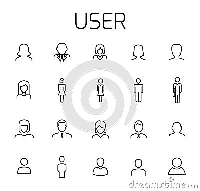 User related vector icon set. Vector Illustration