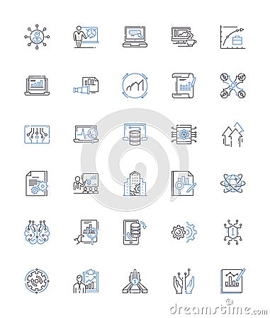 User services line icons collection. Assistance, Support, Helpdesk, Customer care, Solution, Satisfaction, Interaction Vector Illustration