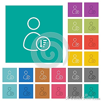 User sort descending outline square flat multi colored icons Vector Illustration