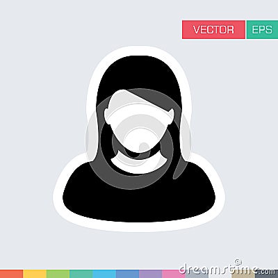 Woman User Icon - Vector Flat Color Person Profile Avatar Illustration Vector Illustration