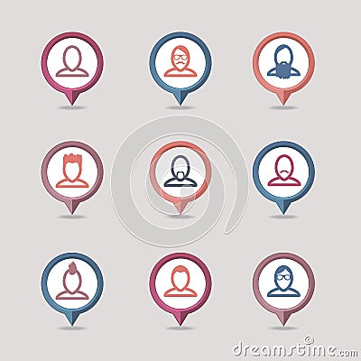 Userpic mapping pins icon Vector Illustration