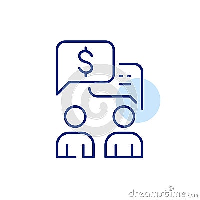 Users exchanging messages, dollar notification. P2P transaction proof. Pixel perfect vector icon Vector Illustration