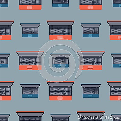 Users hands on keyboard seamless pattern computer technology internet work typing tool vector illustration Vector Illustration