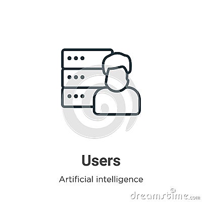 Users outline vector icon. Thin line black users icon, flat vector simple element illustration from editable big data concept Vector Illustration