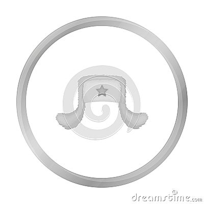 Ushanka icon in monochrome style isolated on white background. Hats symbol stock vector illustration. Vector Illustration