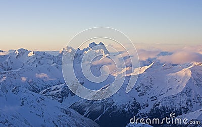 Ushba from Elbrus, Caucasus Mountains Stock Photo