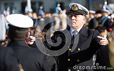 Ceremony for the historic takeover of the Falkland Islands in 1982 Editorial Stock Photo