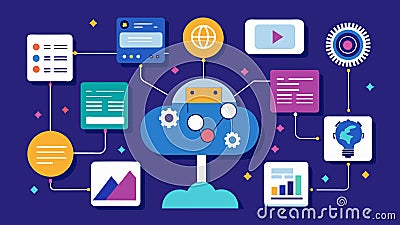 Using advanced natural language processing an AI system is able to extract and synthesize valuable information from Vector Illustration