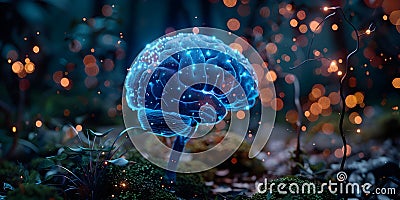 Using AI technology to map neurons digitally for early detection of Alzheimer's. Concept Stock Photo