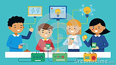 Using basic electrical components the students have built working circuits and are learning about parallel and series Vector Illustration