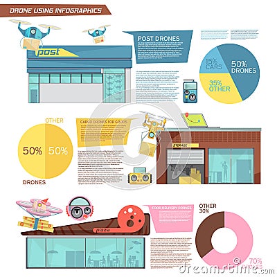 Using Drone Infographics Vector Illustration