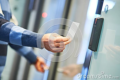 Using electronic card key for access Stock Photo