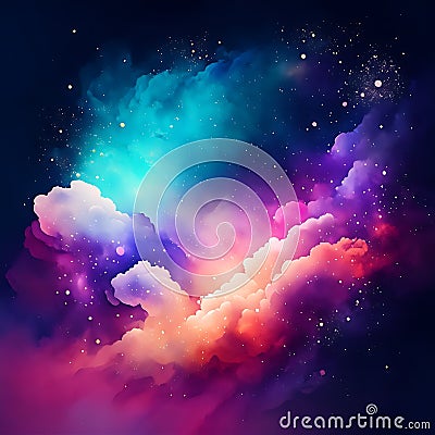 Using generative AI 's Galaxy and nebula. Abstract space background. Vector illustration. Cartoon Illustration