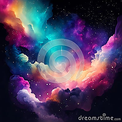 Using generative AI 's Galaxy and nebula. Abstract space background. Vector illustration. Cartoon Illustration