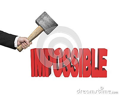 Using hammer to creak impossible 3D word Stock Photo