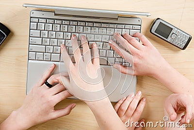 Using laptop Stock Photo