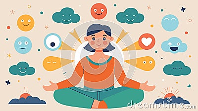 Using mantras or positive affirmations to combat negative thought patterns and ease anxiety.. Vector illustration. Vector Illustration