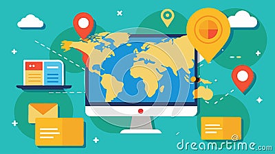 Using online mapping tools to create visual aids for a geography assignment.. Vector illustration. Vector Illustration
