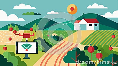 By using satellite imagery and advanced GIS mapping the digital vineyard management system can accurately monitor Vector Illustration