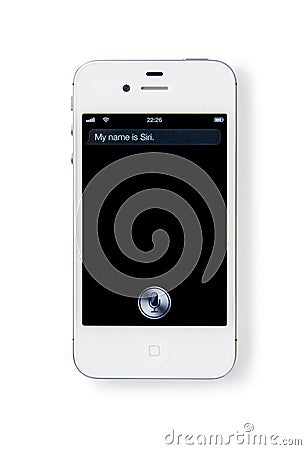 Using SIRI on iPhone 4S Editorial Stock Photo