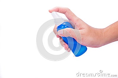 Using spray bottle. Stock Photo