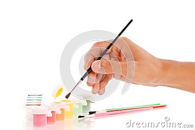 Using Water Colors Stock Photo