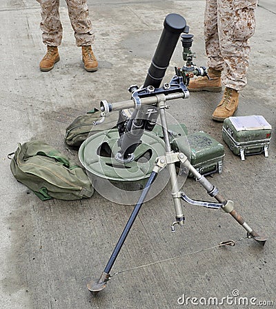 USMC 60mm Mortar Stock Photo