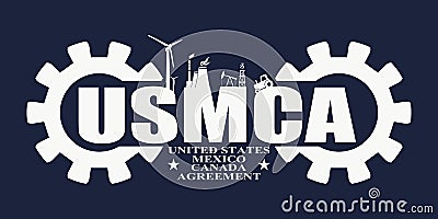 USMCA - United States Mexico Canada Agreement Vector Illustration