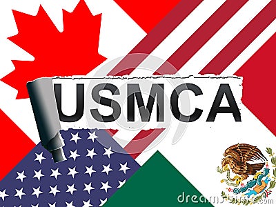 USMCA United States Mexico Canada Agreement Trade - 3d Illustration Stock Photo