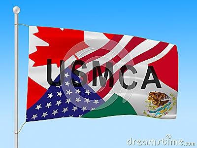 USMCA United States Mexico Canada Agreement Treaty - 2d Illustration Stock Photo