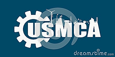 USMCA - United States Mexico Canada Agreement Vector Illustration