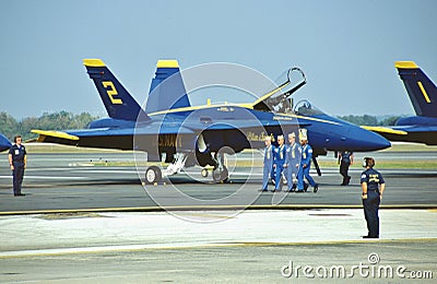 USN Blue Angels McDonnell Douglas F/A-18A Ship 2 Editorial Stock Photo