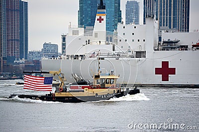 USNS Comfort arrives in New York City Editorial Stock Photo