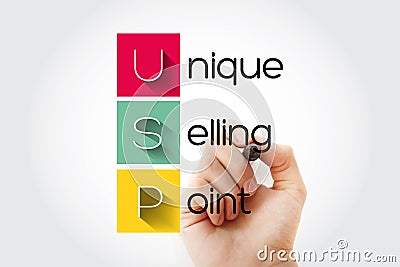USP - Unique Selling Point acronym, business concept background Stock Photo
