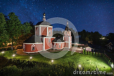 Uspenskaya church at starlight night in Suzdal Stock Photo