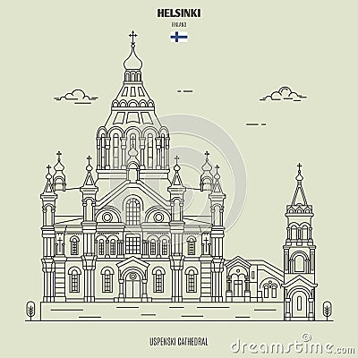 Uspenski Cathedral in Helsinki, Finland. Landmark icon Vector Illustration