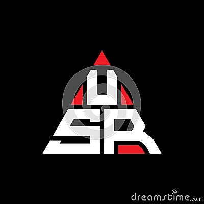 USR triangle letter logo design with triangle shape. USR triangle logo design monogram. USR triangle vector logo template with red Vector Illustration