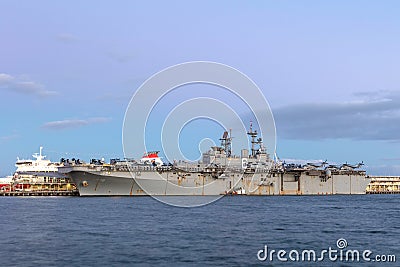 USS Bonhomme Richard LHD-6 Wasp-class amphibious assault ship of the United States Navy Editorial Stock Photo