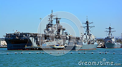 The USS Boxer LHD-4 is a Wasp-class amphibious assault ship Editorial Stock Photo