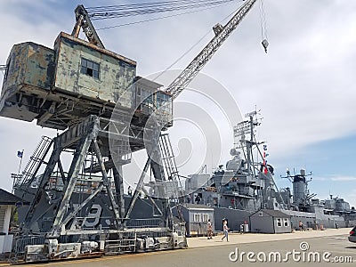 USS Cassin Young docked at Boston Harbor Editorial Stock Photo