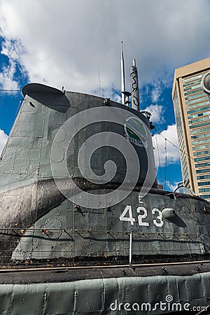 Submarine, sunken Japanese warship of World War II Editorial Stock Photo