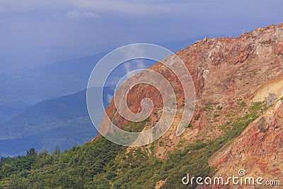 Usu-zan mountain, active volcano near Toya lake, Hokkaido, Japan Stock Photo