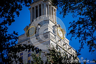 UT Tower Clock Tower Telling Time on Campus University of Texas Austin Stock Photo