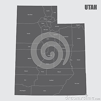 Utah counties map Stock Photo