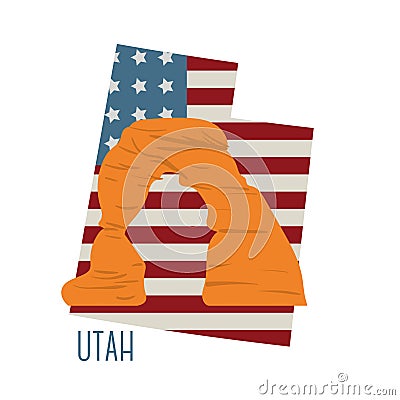 utah state map with delicate arch. Vector illustration decorative design Vector Illustration